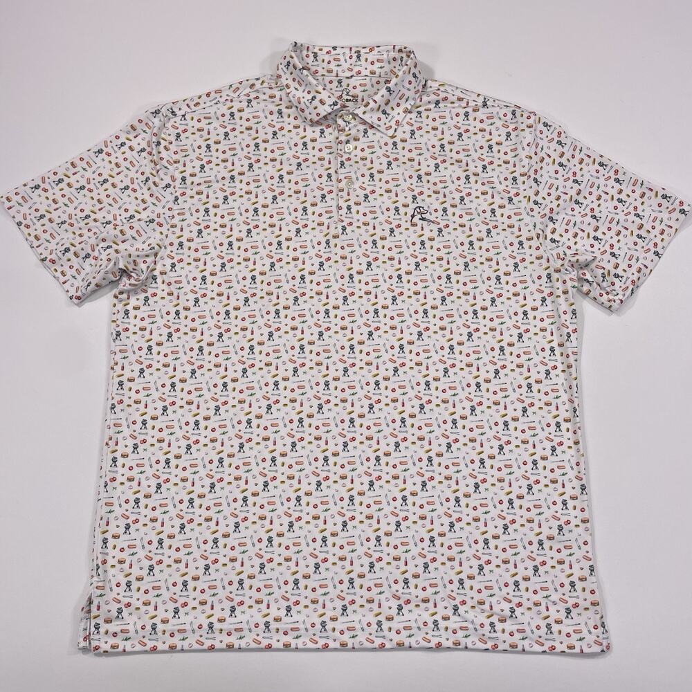 Rhoback The Grillmaster Men Shirt Size L Golf Performance Polo White BBQ Grill